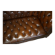 Restored Chesterfield leather sofa in vintage Art Deco style