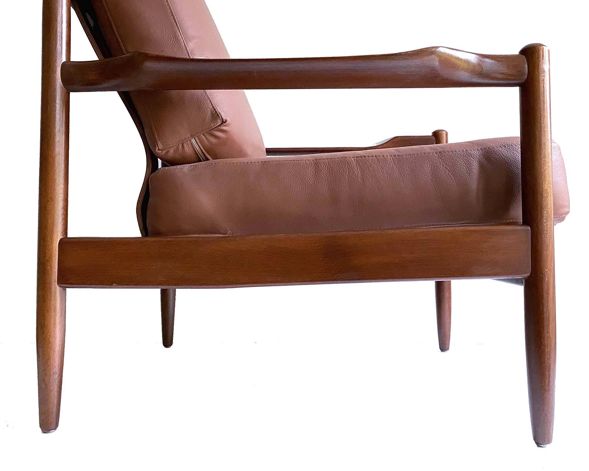 Pair of Scandinavian Teak and Leather Armchairs, 1960s