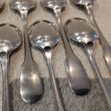 11 silver-plated teaspoons by Christofle, Cluny pattern, striped