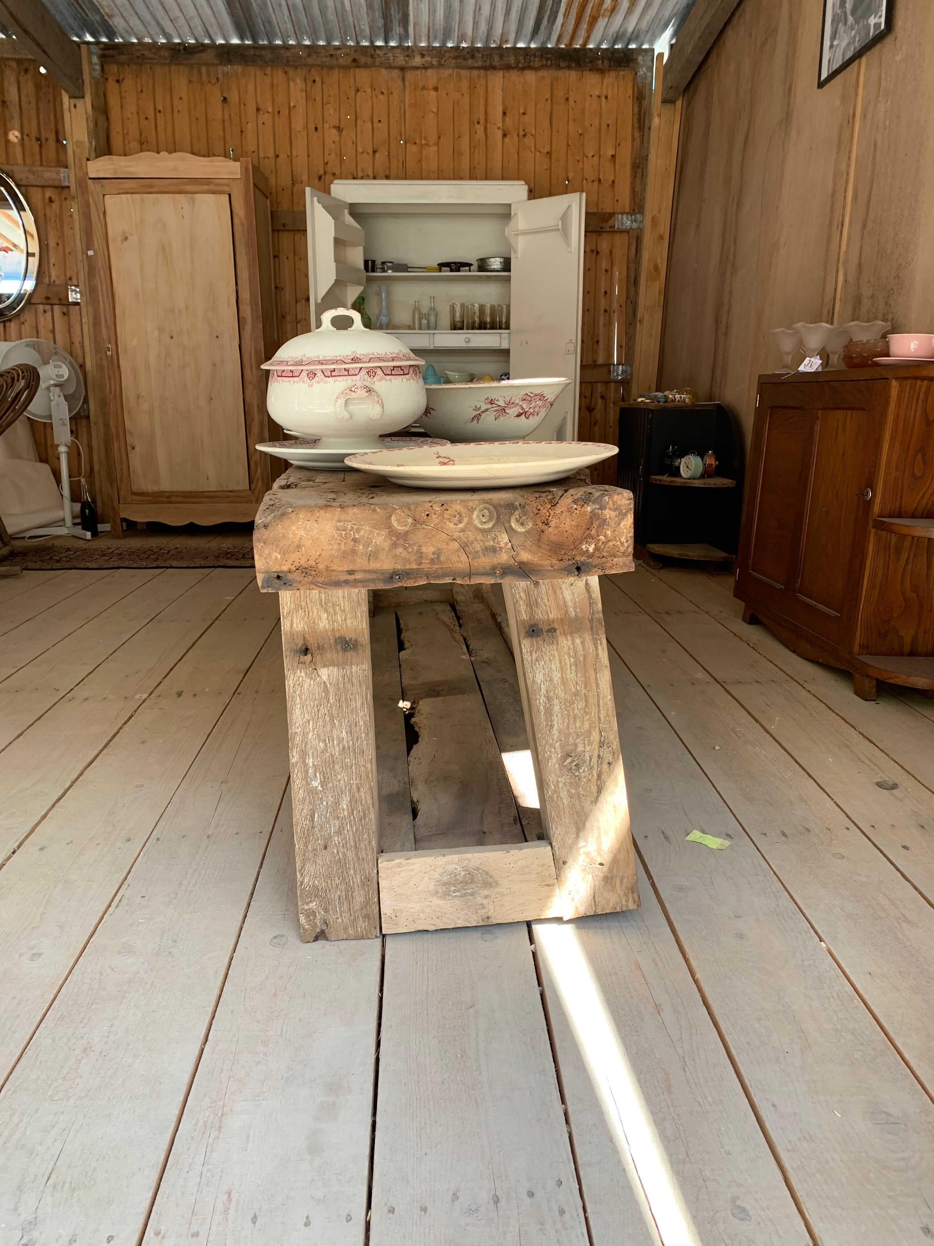 Oak and walnut workbench