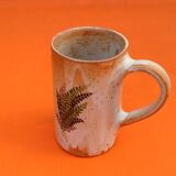 Traditional ceramic cup / mug decorated with fern leaves