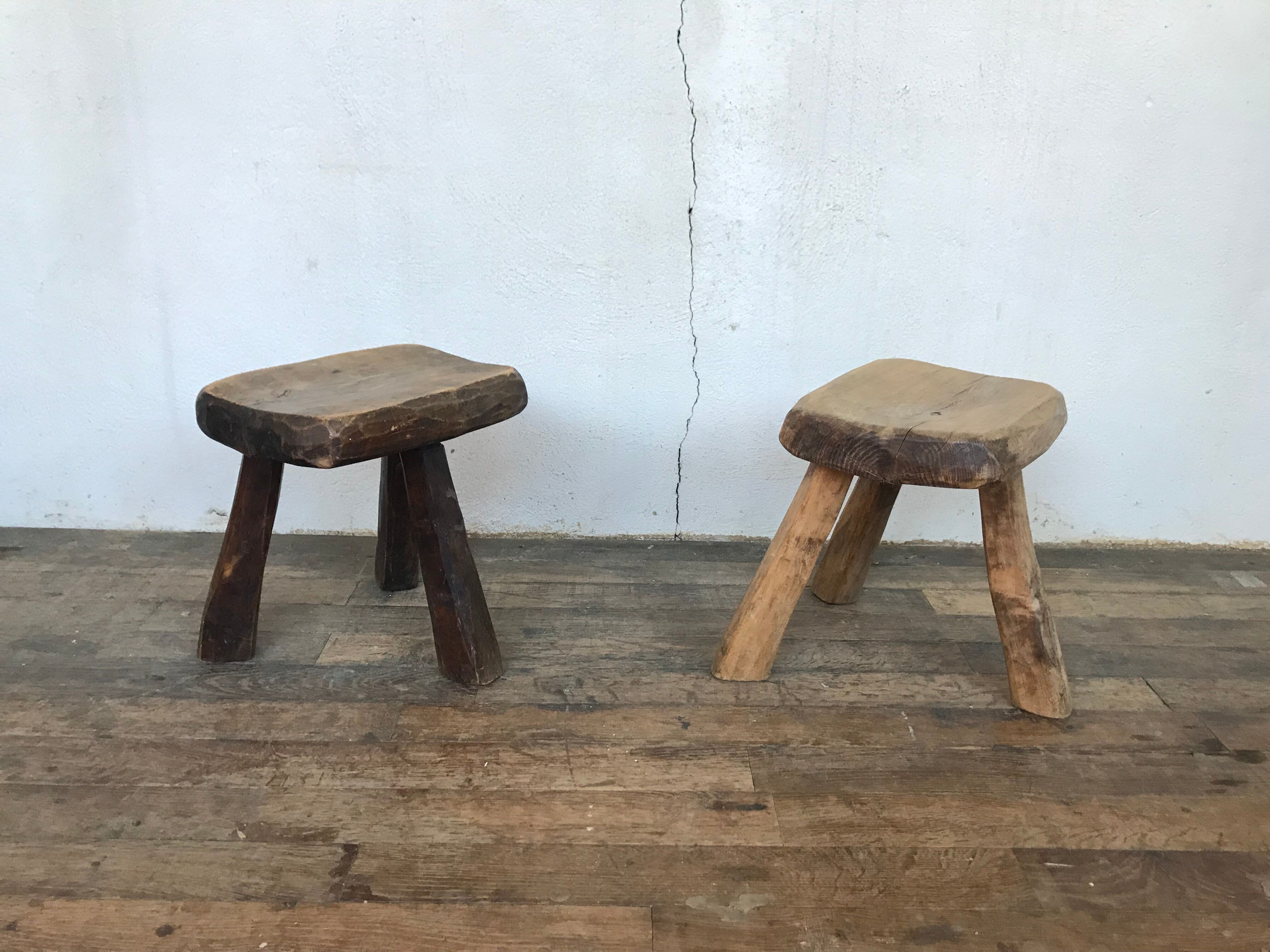Pair of stools brutalist tripod gross desgin