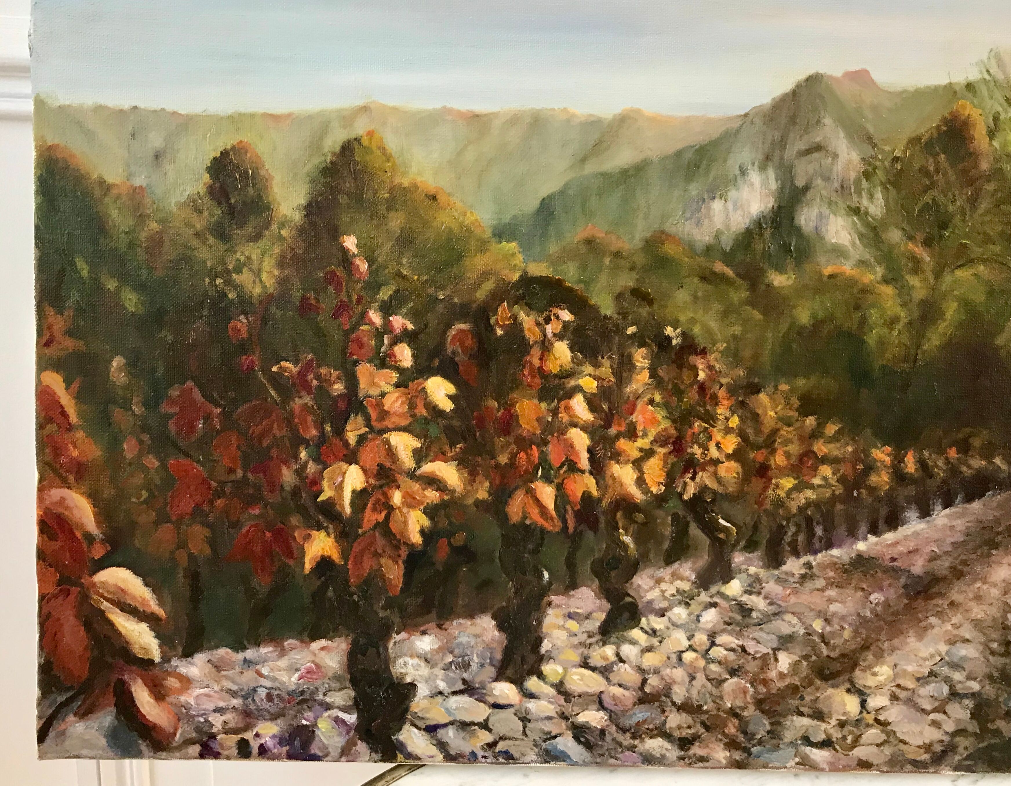 Landscape painting "After the Harvest" signed