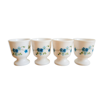 Lot de 4 coquetiers Arcopal modèle myosotis veronica vintage