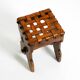 Beautiful 1940s oak stool with a seat made of leather straps