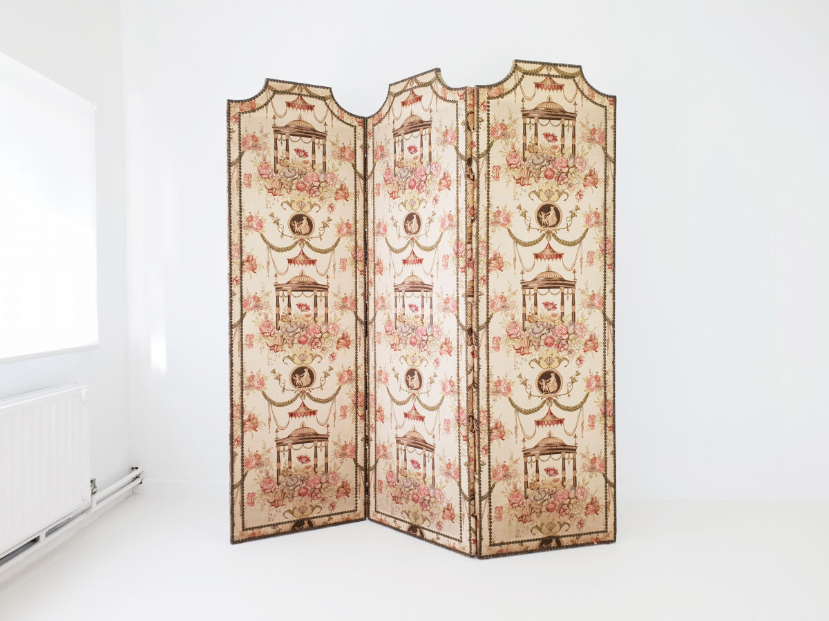 Louis XVI style screen printed canvas