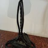 Lampe à poser Art Déco, pied fer forgé et tulipe en pate de verre