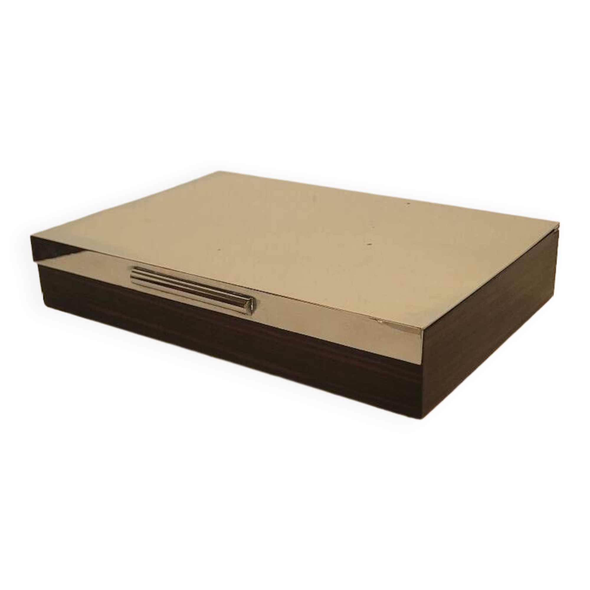 Box in silver-plated metal and macassar ebony