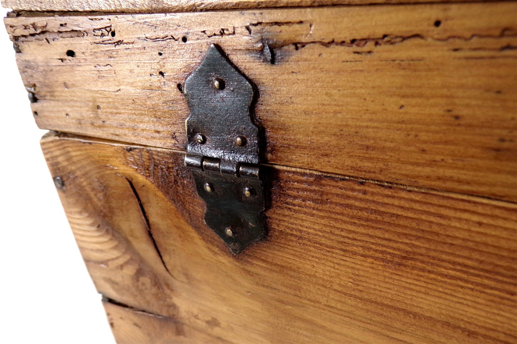 Rare old trunk chest with vintage handle