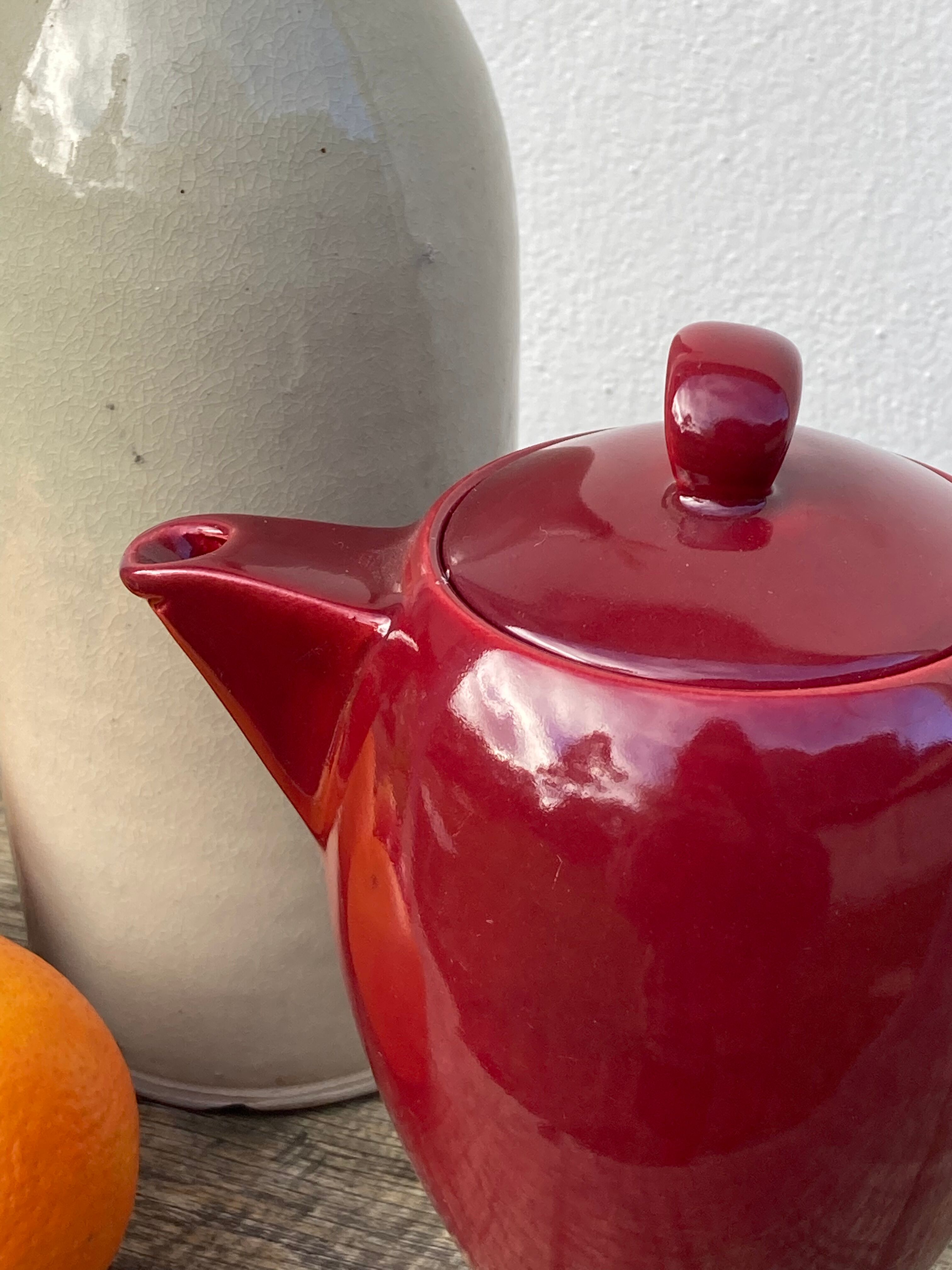 Vintage burgundy red teapot