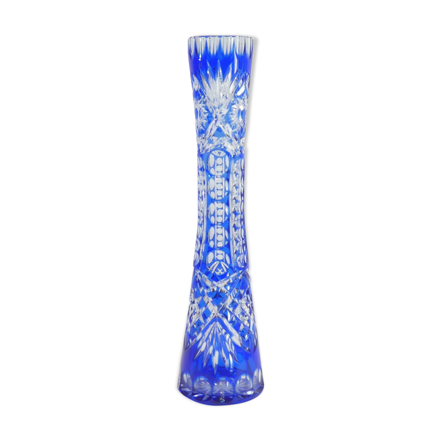 Crystal blue crystal vase from