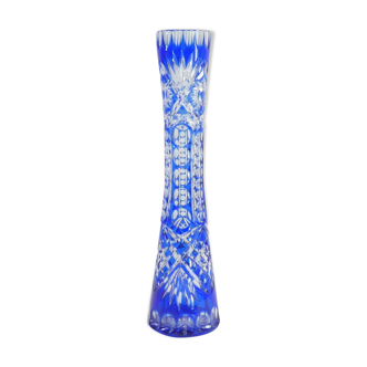 Crystal blue crystal vase from