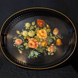 Large oval tray in painted sheet metal, Napoleon III style
