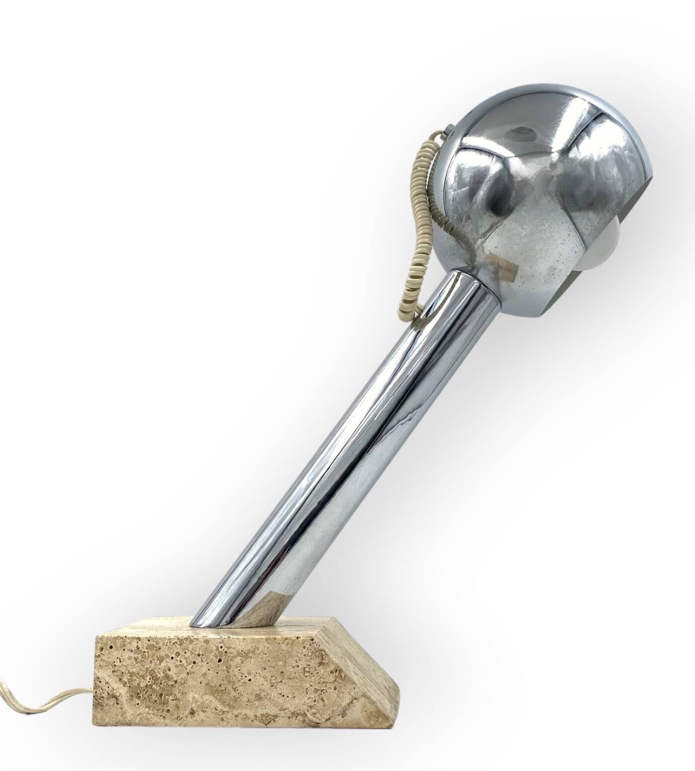 Brutalist travertine table lamp, Italy 1970s