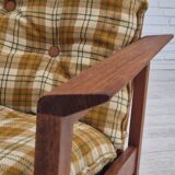 1970s, Danish lounge chair, original condition, furniture wool fabric, teak wood.