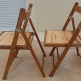 4 chaises en bois vintage vernis Pliables dessus totalement restaurées