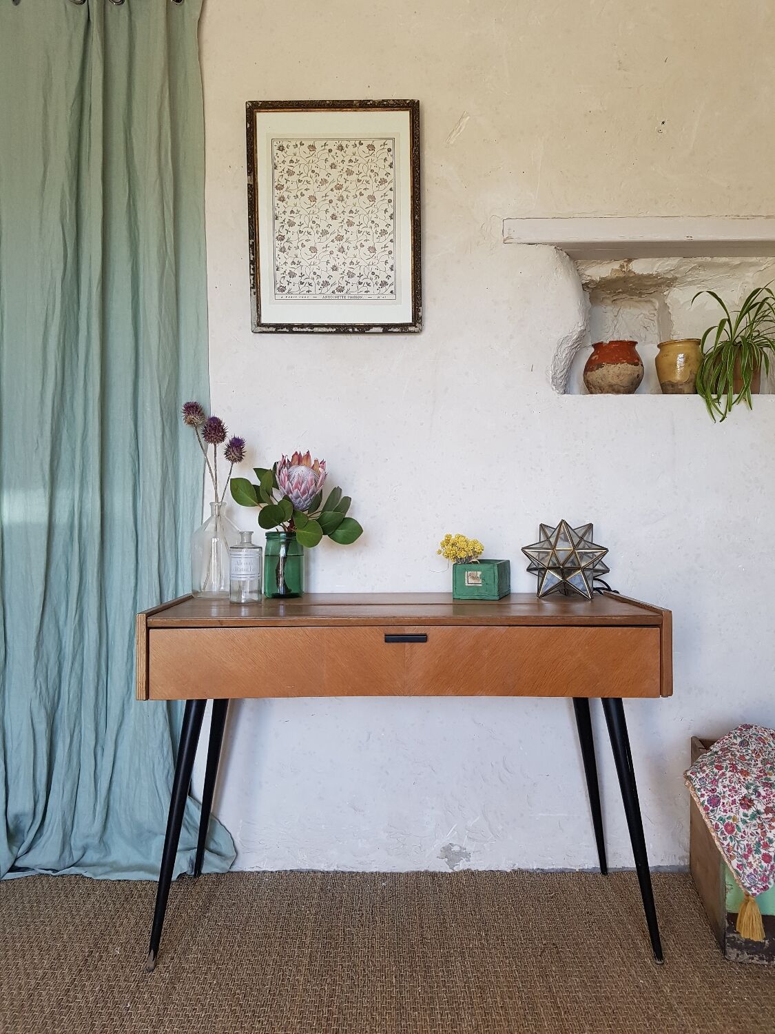 Console ou bureau vintage pieds compas