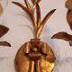 Set von 2 vergoldete Hollywood-Regency Wandlampen, Italien, 1950-70e