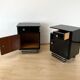 Art Deco Bedside Cabinets in Black Lacquer & Chrome, France, 1930, Set of 2