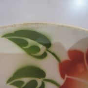 Vintage orange and green ceramic pie dish orchies moulin au loups