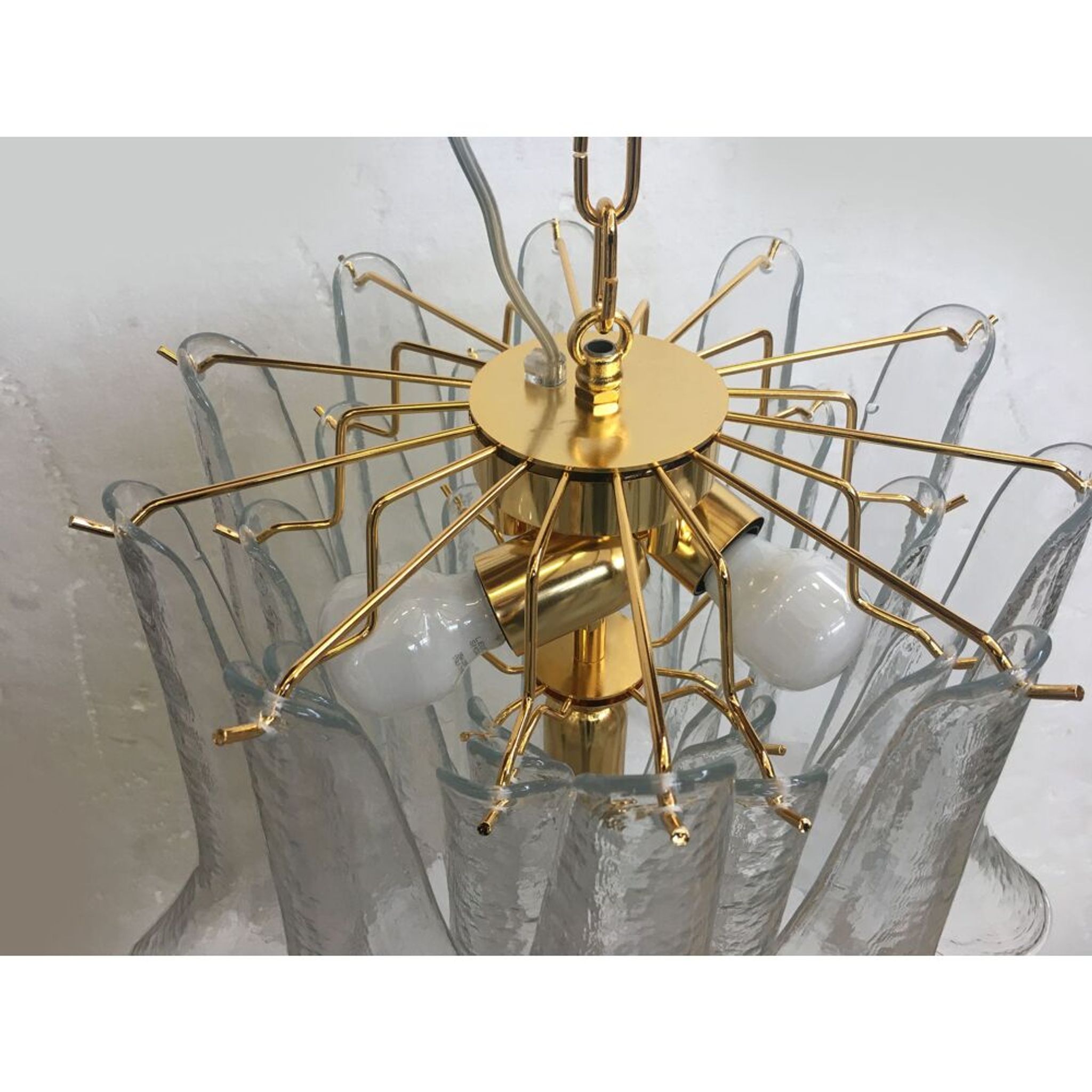 Clear “selle” murano glass chandelier d50