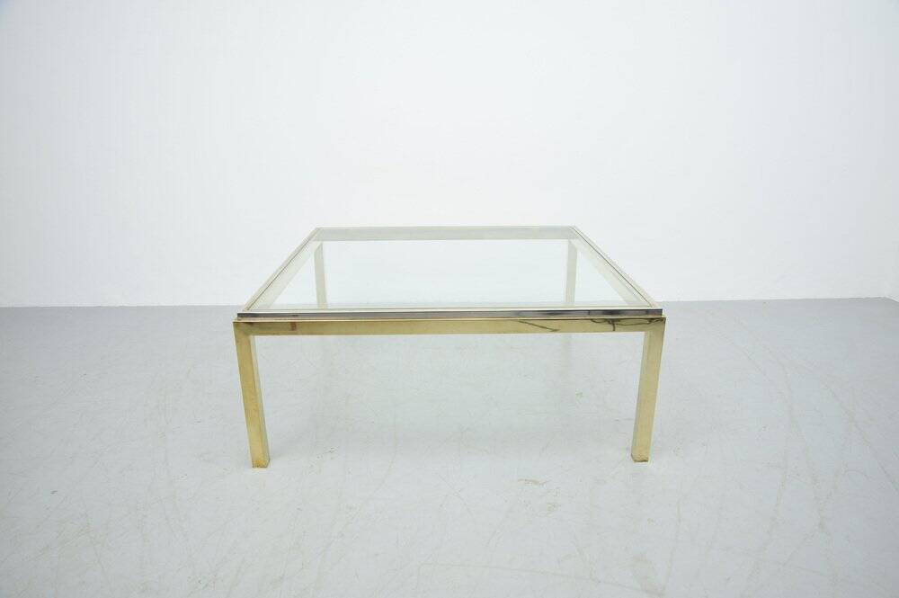 Hollywood Regency two-tone coffee table with glass top,  1970s