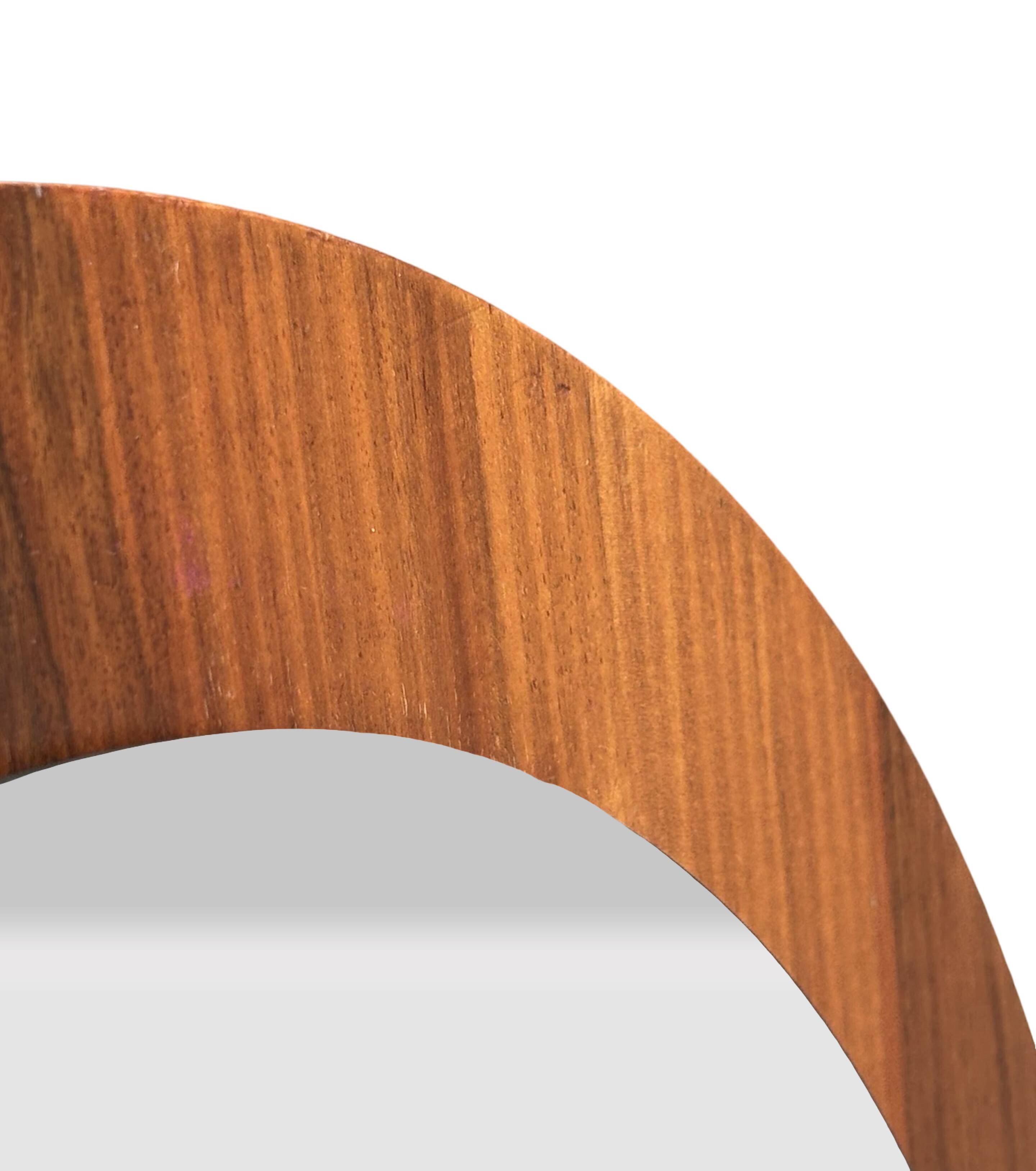 Vintage Round teak wall mirror 1970s wall mirror