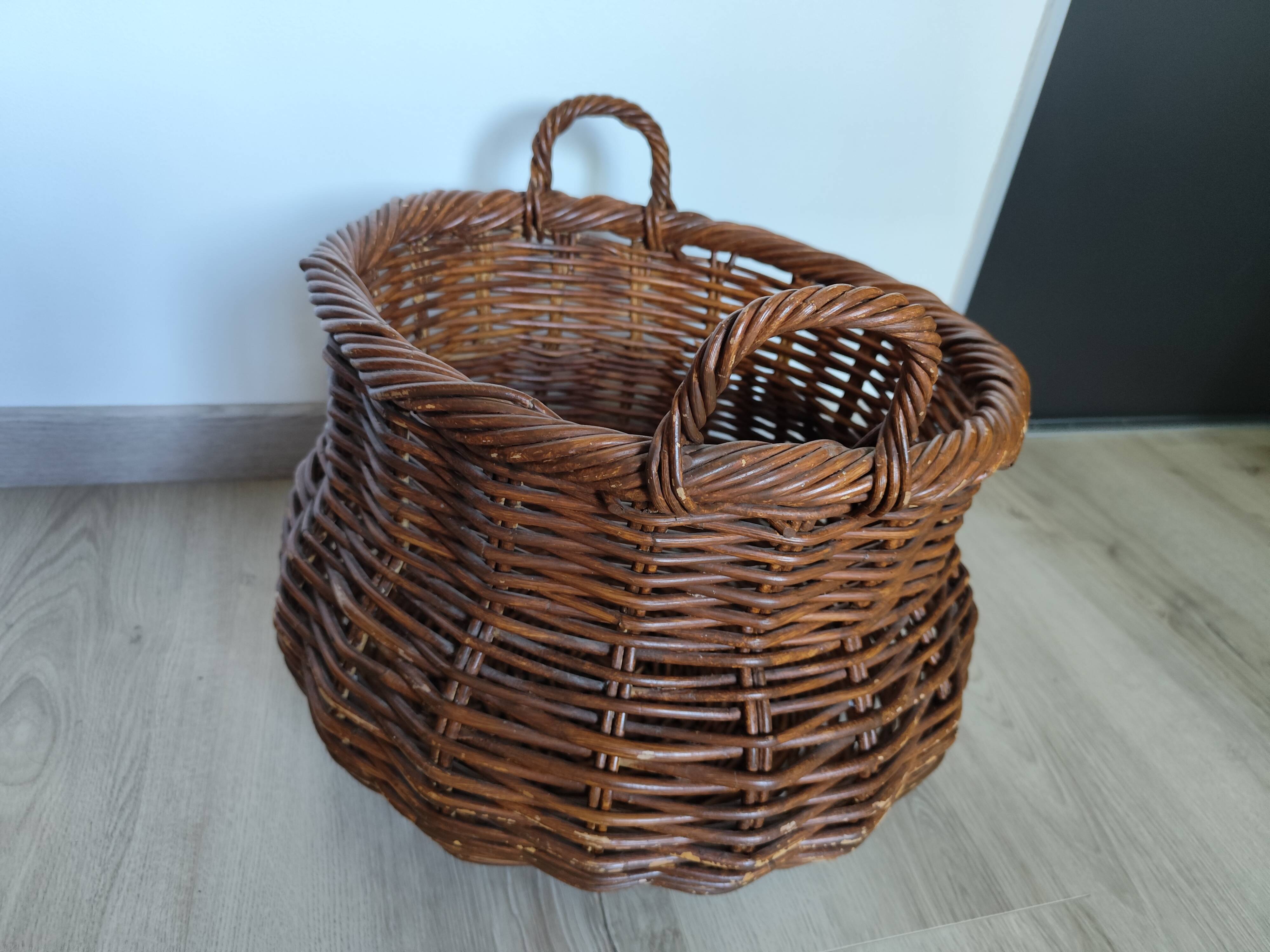 Vintage rattan planter basket