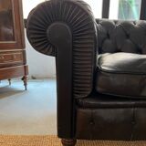 Canapé Chesterfield en cuir noir Poltrona Frau, 1980