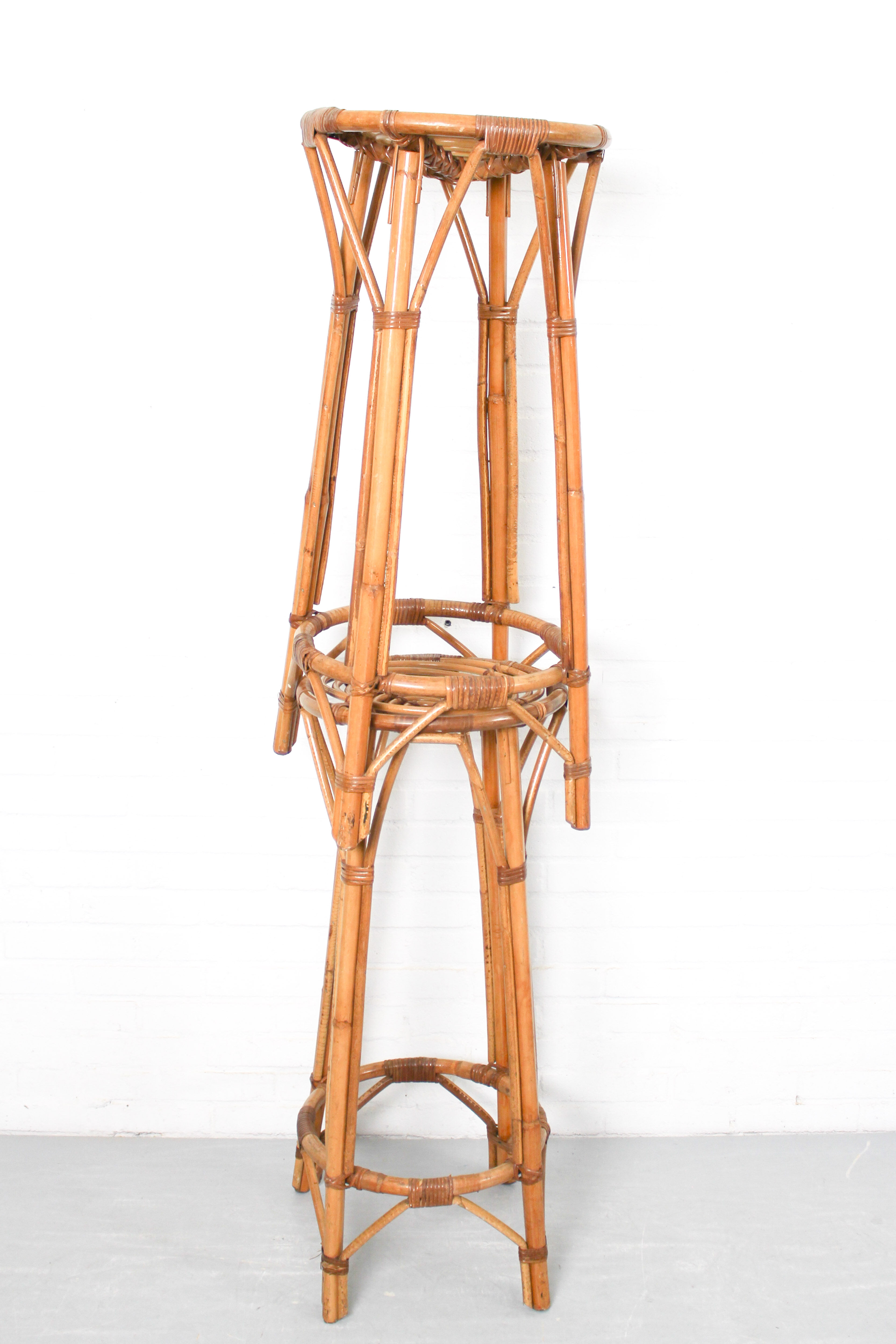 Set of 2 Vintage Bar Stool in Rattan and Bamboo, 1960s