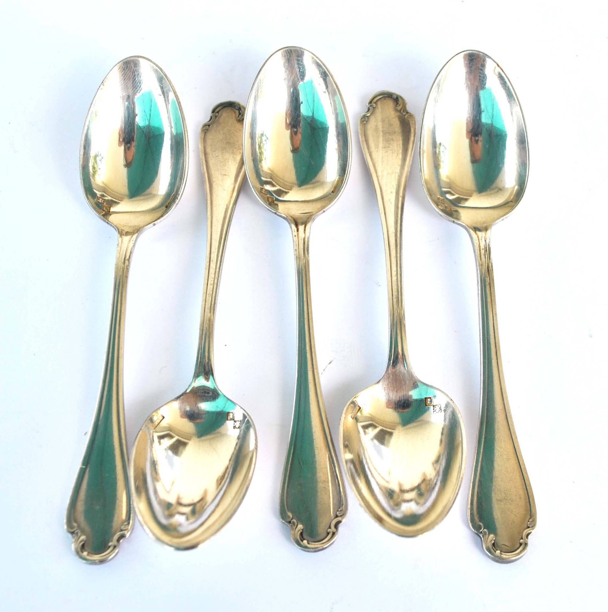 Christofle - set of 5 coffee mocha spoons model pompadour silver metal 10 cm