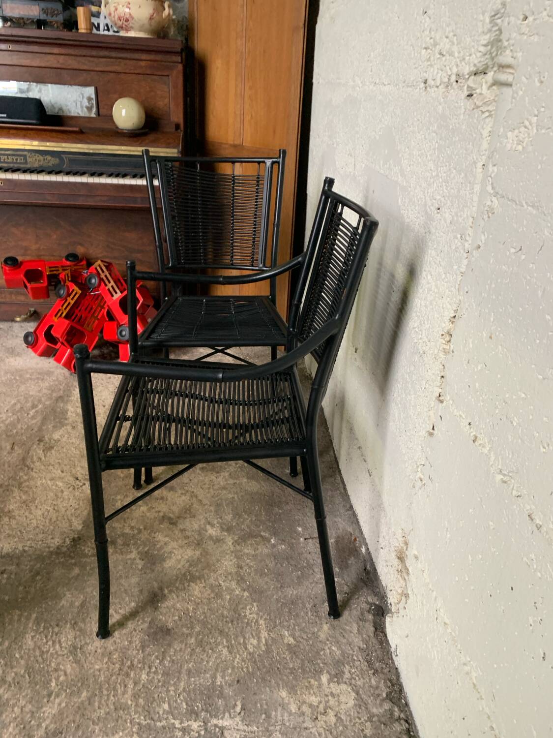 Bamboo metal chair and armchair