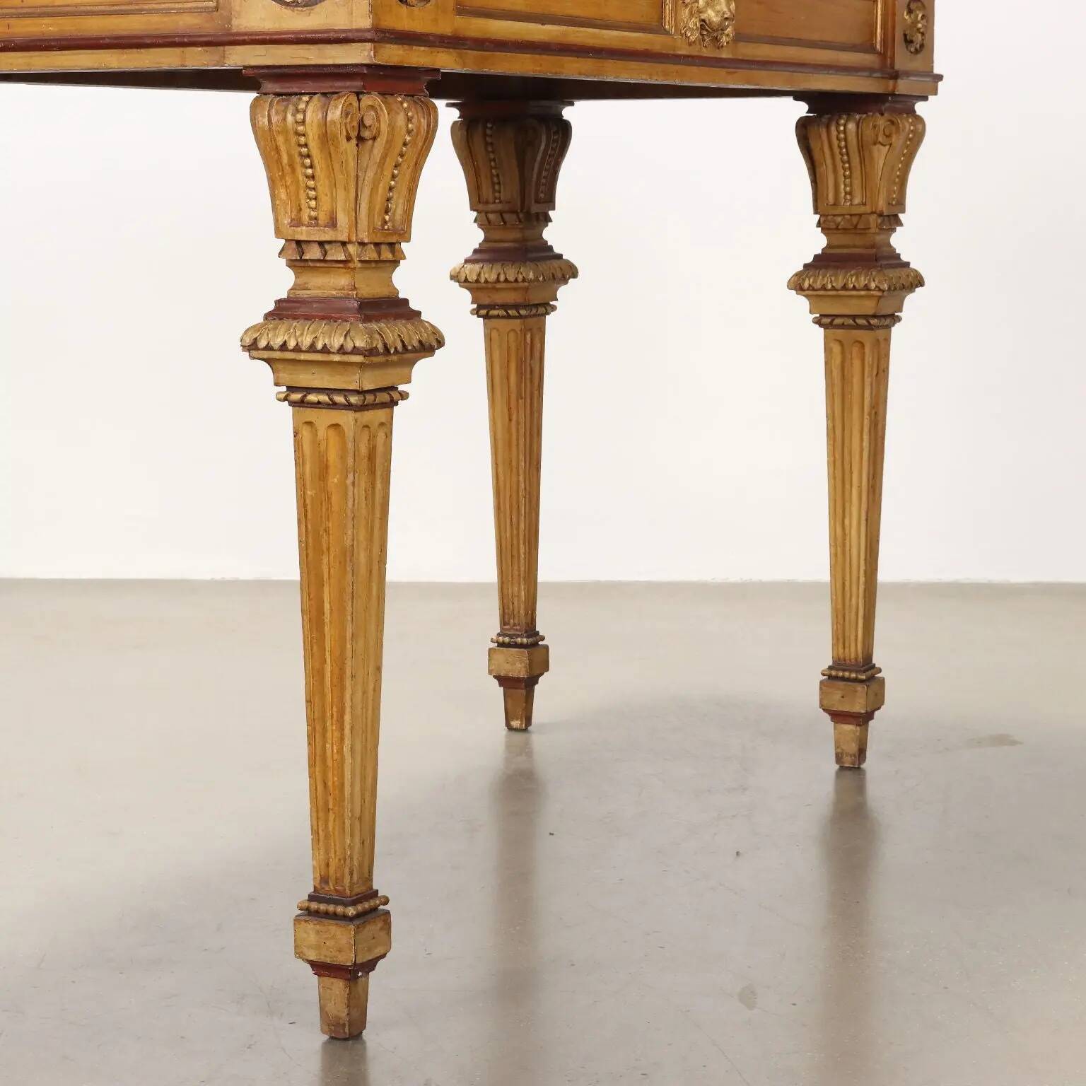 Console néoclassique ancienne en bois laqué, Italie, fin XIXe siècle
