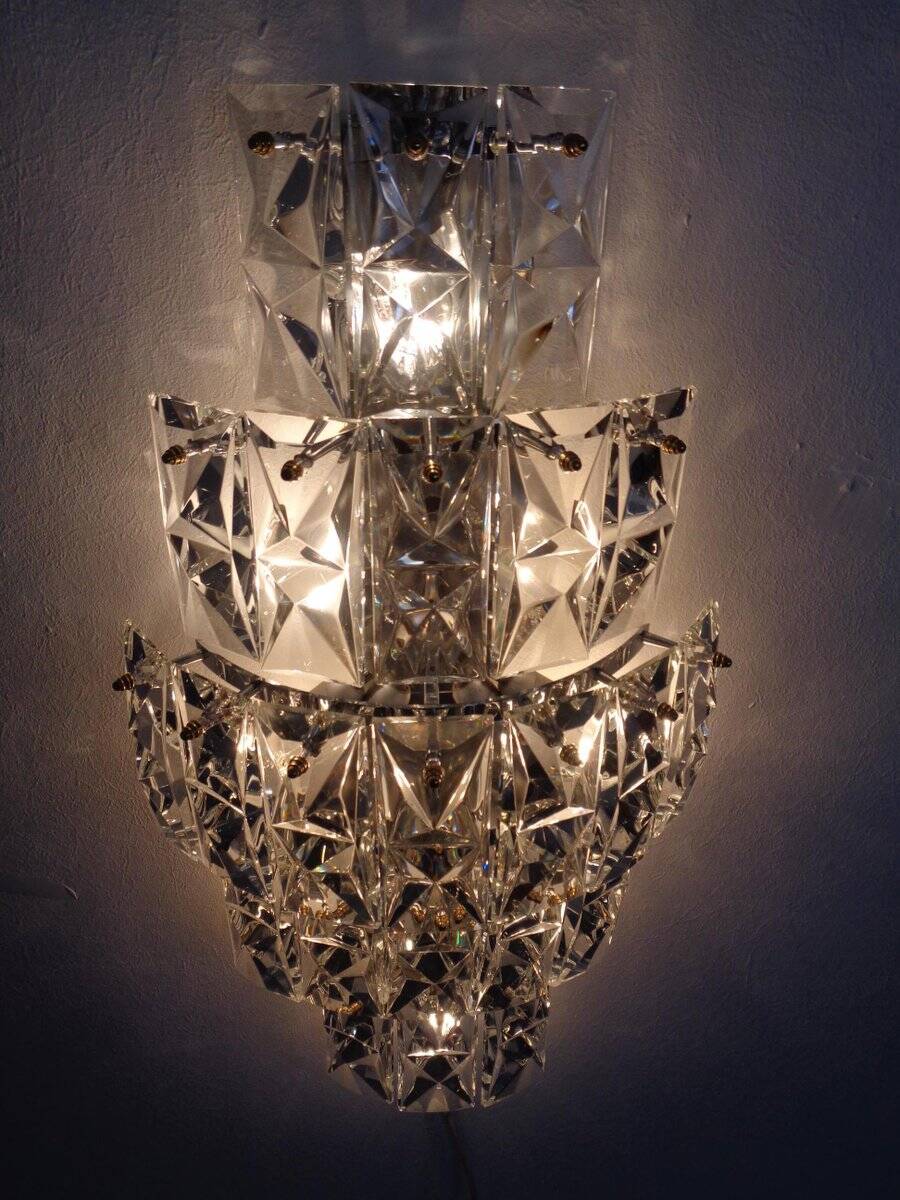 Large crystal glass flush mount from Kinkeldey, Germany, 1970s.