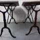 Set of two bistro tables in marble and wrought iron