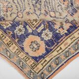 Orange & navy blue turkish vintage rug