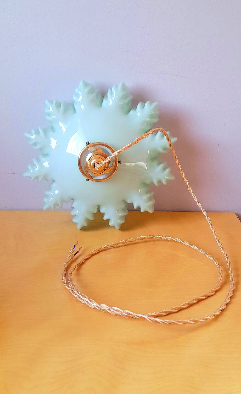 Art deco opaline pendant light