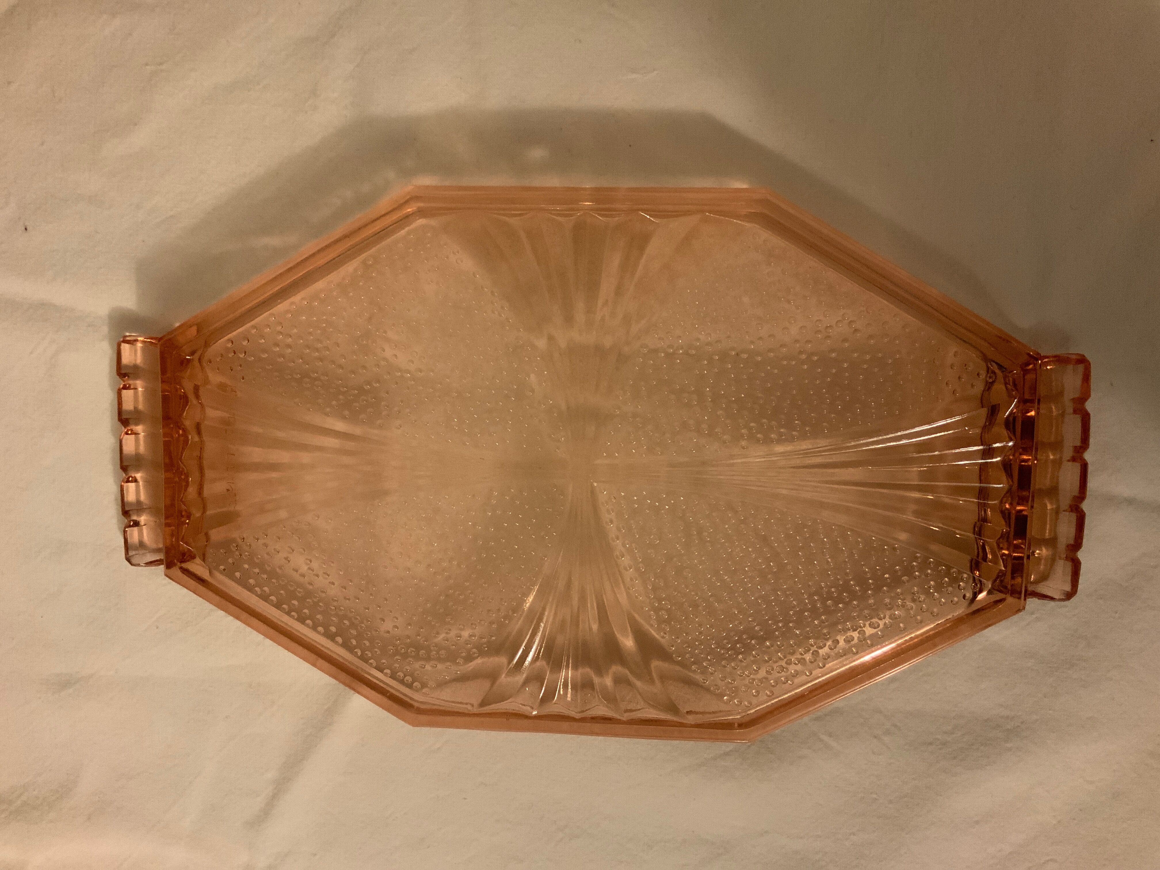 Pink glass tray