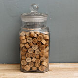 Old jar and tokens in turned wood