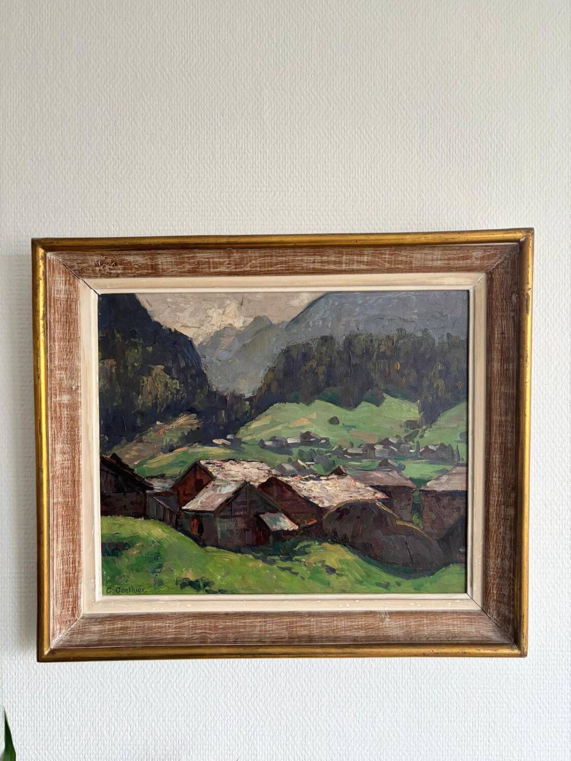 Oil on wood, Village of the Vosges - Georges GONTHIER (1886-1969)