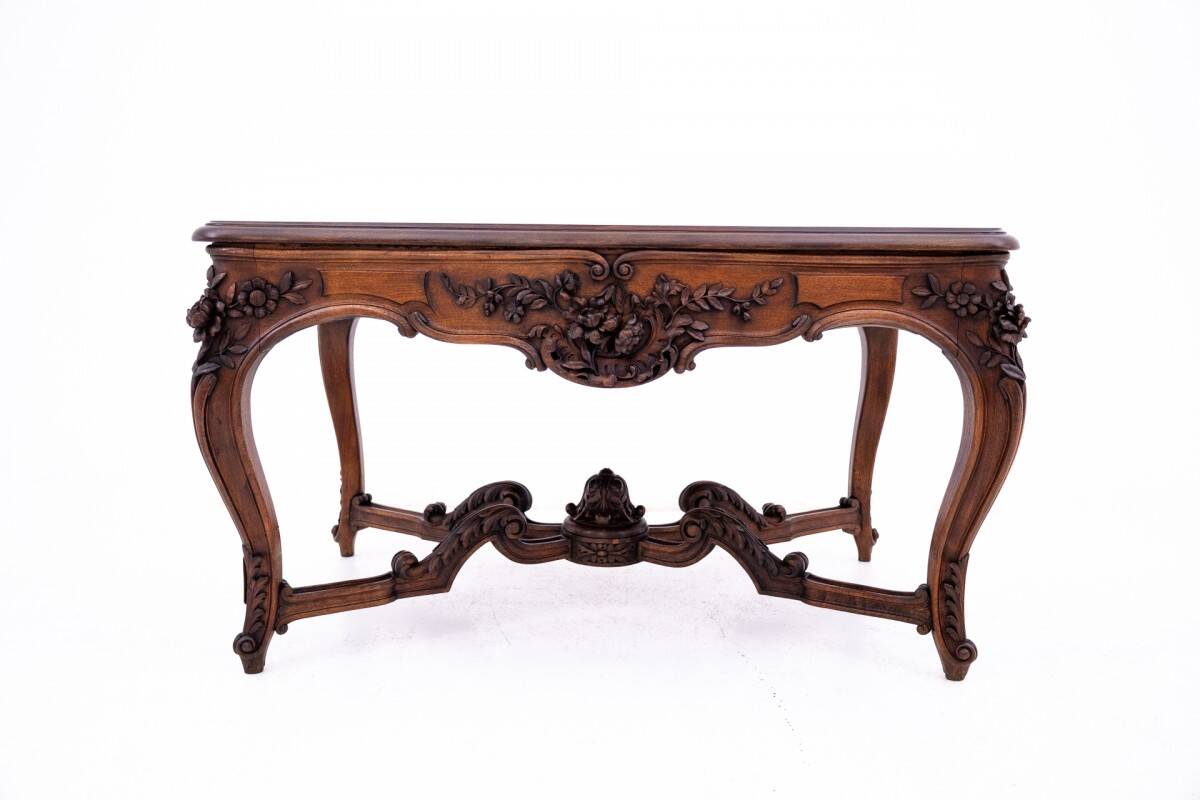 Richly carved table - coffee table, France, late 19th century.