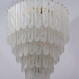 Lustre à six étages de style Venini, en verre de Murano Graniglia et laiton, années 1970