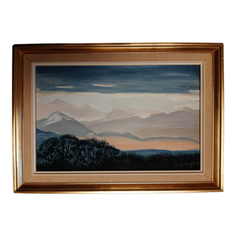 Oil on canvas " Mist on Lake Geneva and the Alps