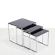 Vintage chrome and black glass side tables by Brabantia 1960s