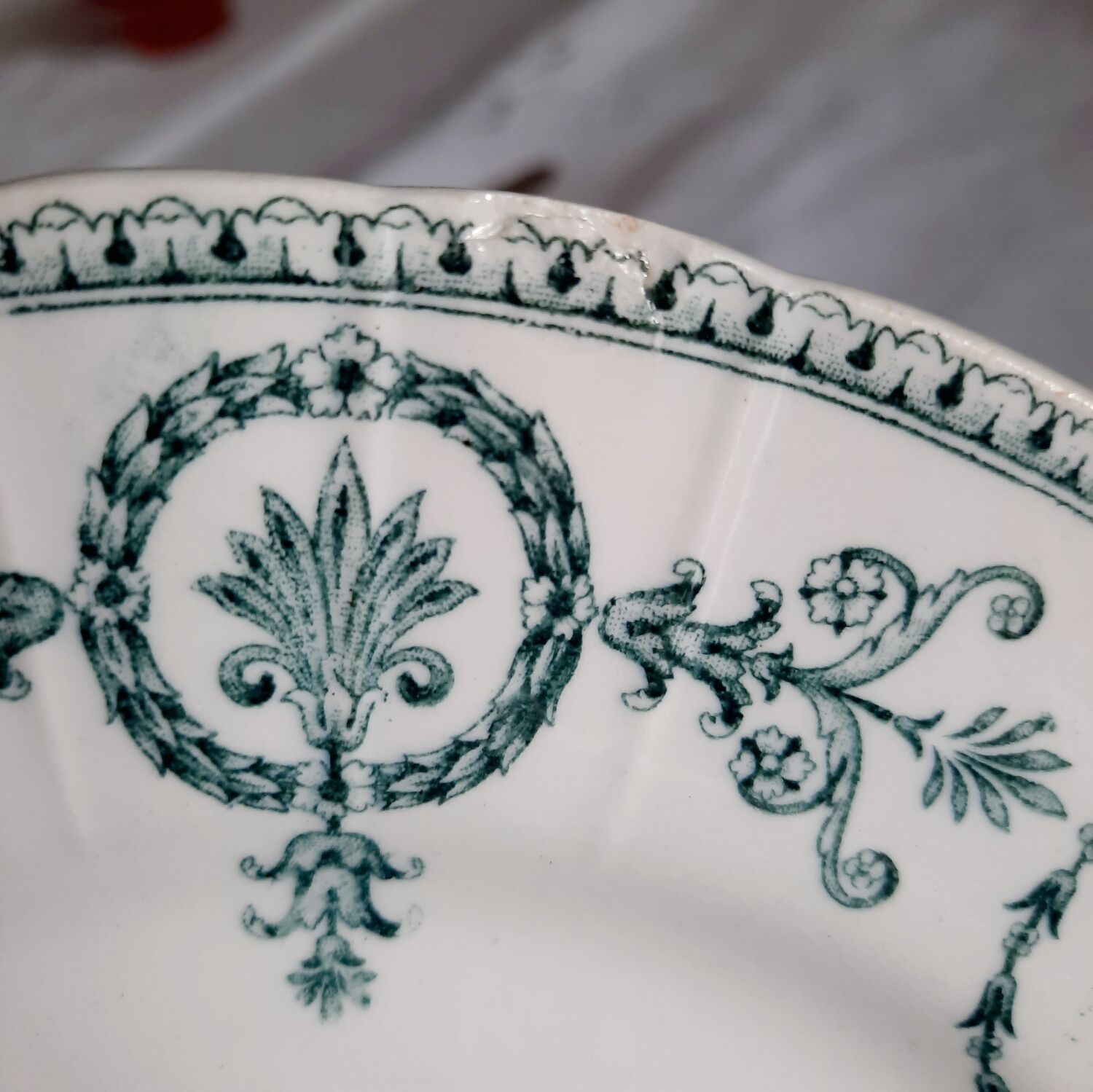 Old dessert plates mismatched in iron earth