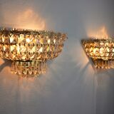 Pair of Regency wall lamps, cut crystals, Italy, 1980