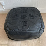 Moroccan vintage square leather pouf