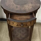 Round pedestal table / side table in wood marquetry