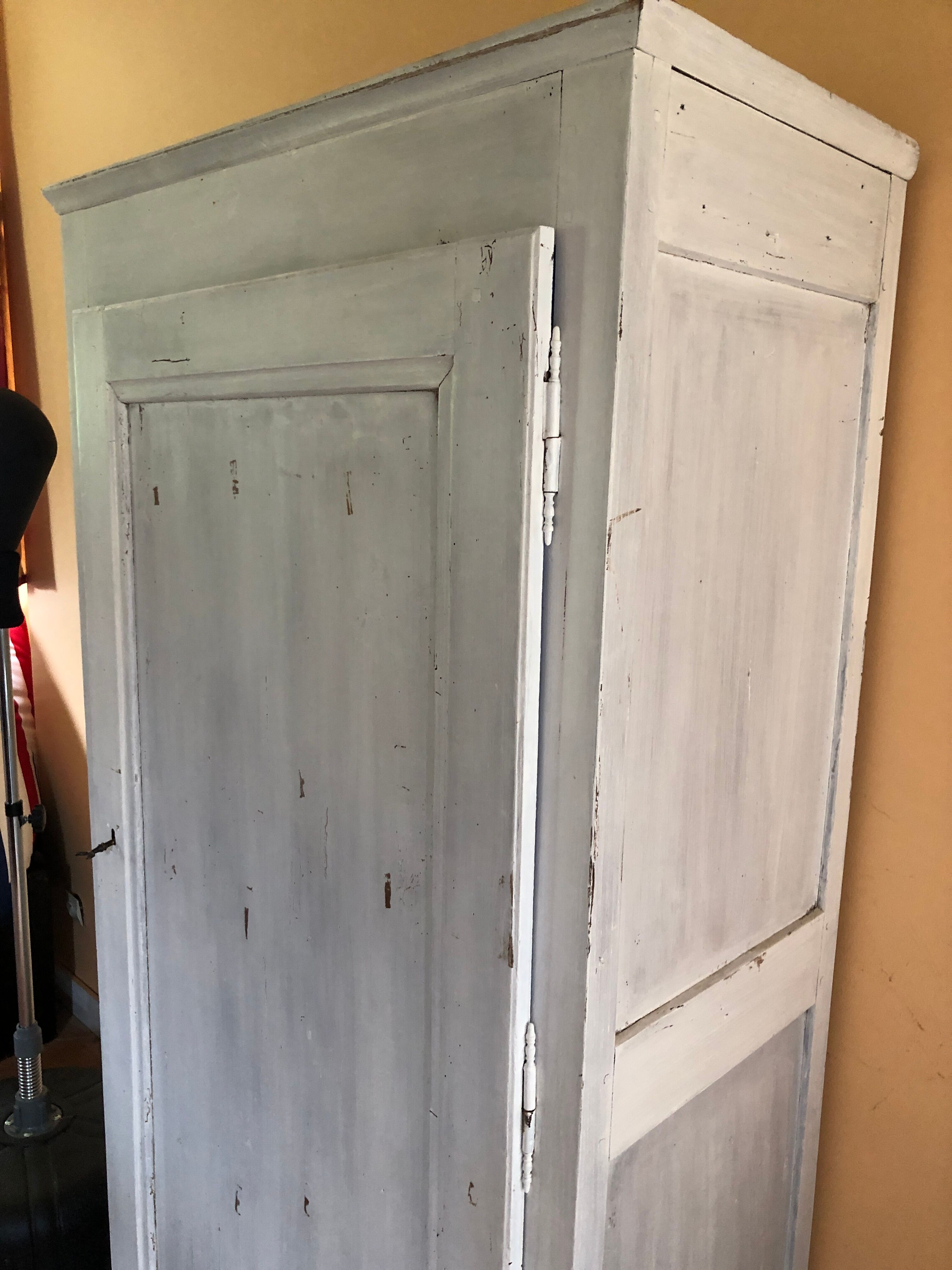 Wardrobe a door in white wood painted gray