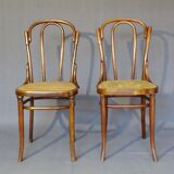 Fake pair of Kohn and Turpe tanned bistro chairs, circa 1900,